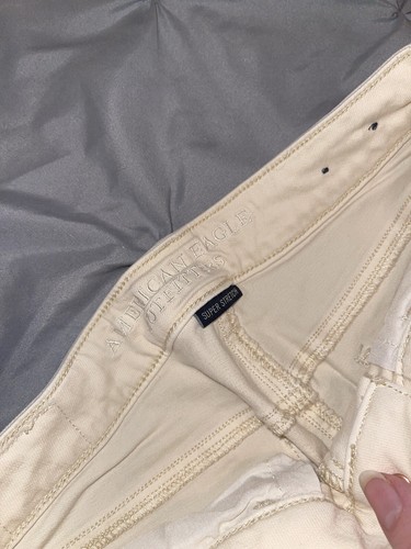 American Eagle Cream Off-white Jegging Jeans Size 6 27.5 Waist Distressed Skinny - Picture 5 of 5