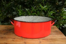 Genuine Vintage Old Red Enamel Bowl Tub. Garden Herb Planter, Container #2