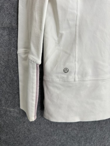 Lululemon Stride Hoodie Women’s Size 6 White Heather Full Zip Up Thumb Holes - Picture 10 of 15