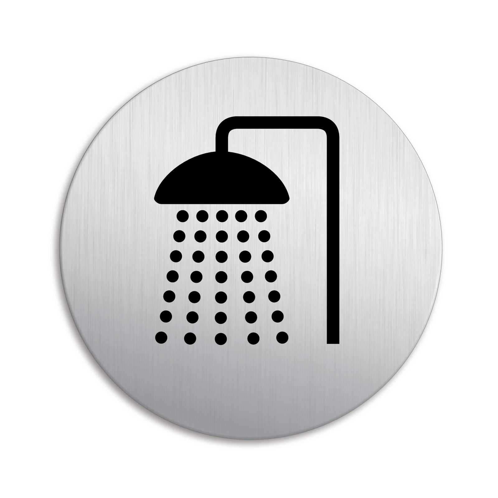 Targhetta Doccia Ø 100 mm Alluminio spazzolato auto-adhesiva (w9z)