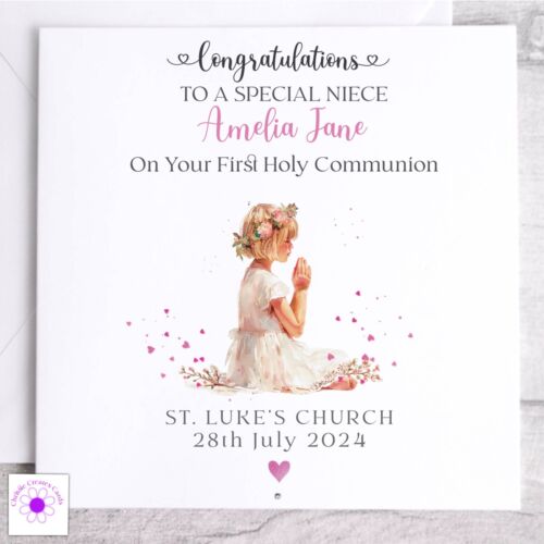 Personalised First Holy Communion Card Girls | Holy Communion Celebration Card - Picture 13 of 13
