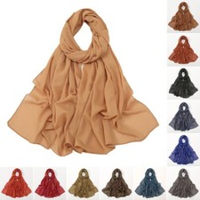 Shimmer Hijab Scarf Women Muslim Shawl Wrap Solid Color Headscarf Islamic Turban