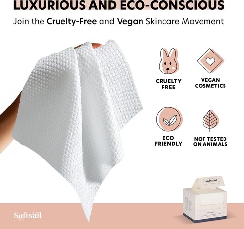Disposable Face Towels 100% Biodegradable Cotton Makeup Removal Cloth 50 Pieces - Picture 7 of 8