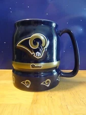 BOELTER BRANDS St. Louis Rams NFL 14 oz Sculpted Logo Coffee Mug - Blue VGUC