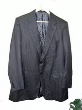 BRIONI MEN'S CHARCOAL GRAY PURPLE STRIPE 100 WOOL BLAZER JACKET SIZE U.S 44