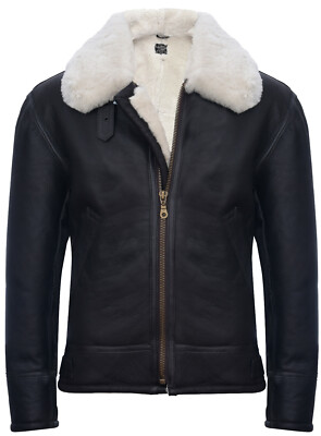 Herren Lammfelljacke B3 fliegendes Leder klassisch RAF Pilot Pilot braun cremefarben