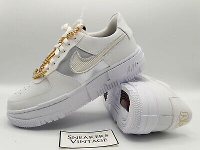 Nike Air Force 1 Pixel White Gold / Nike Air Force 1 Pixel Grey Gold Chain DC1160-100 Release