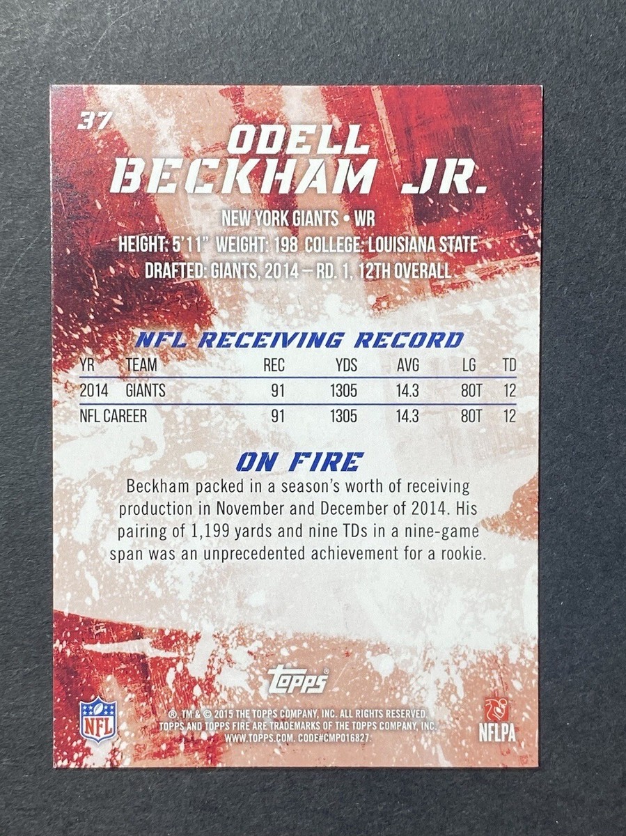 2015 Topps Fire - #37 Odell Beckham Jr. | eBay