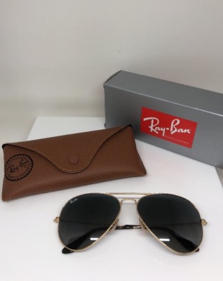 New Ray Ban Aviator RB3025 Sunglasses C. Arista Gold w/ Grey Gradient Lens 58mm