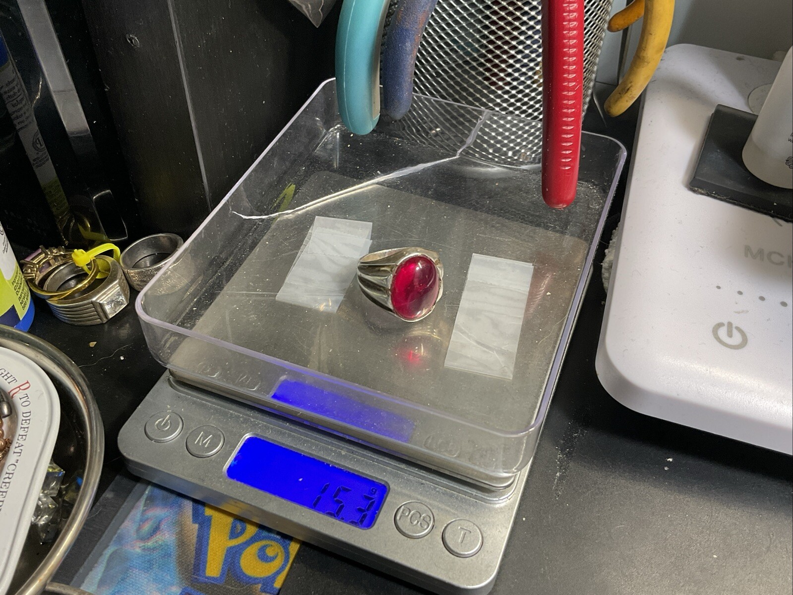 Ruby Ring Big Oval Ruby Stone Ring 925 Silver Yaq… - image 8