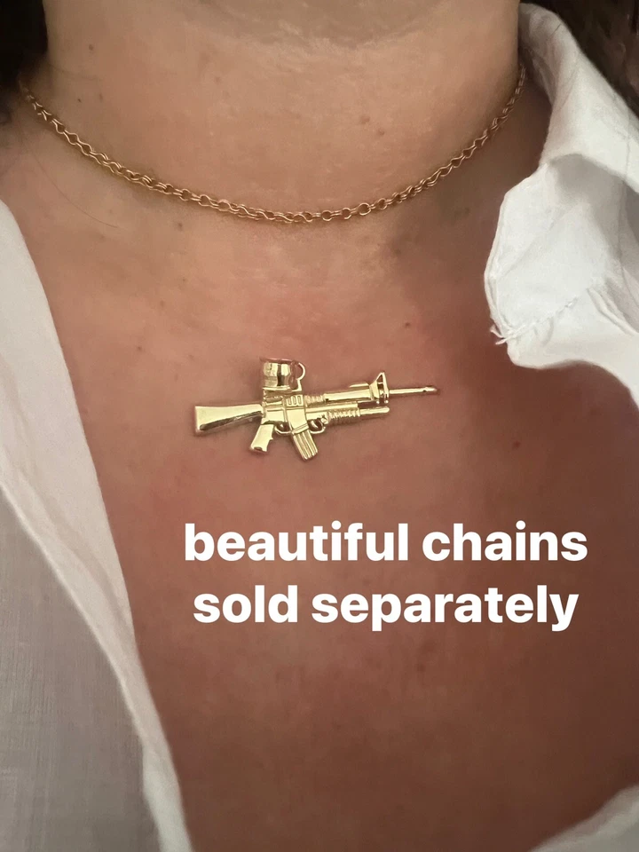 0 GOLd Gun AR15 AR-15 colgante rifle M16 M-16 colt 10k collar de armas 1,70" Foto 3 de 4