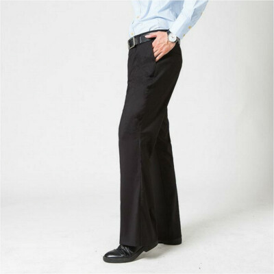 Men Bell Bottom Pants Retro 60/70s Flare Pants Business Wide