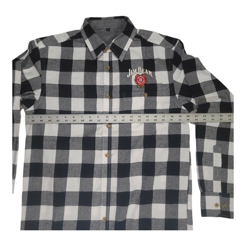 Flannel Shirt / Jim Beam Maple Logo Men's Size Small Black & White - Picture 6 of 7