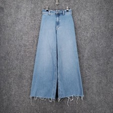 Zara Jeans Womens 4 Blue Wide Leg Baggy High Rise Stretch Medium Wash Denim