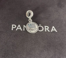Pandora Greece Flag Charm Dangle Pendant S925 Sterling Silver Jewelry