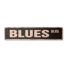 BLUES Vintage Street Sign Metal Plastic music musicians artists night club