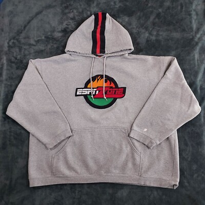 ESPN Zone Sweatshirt Mens XXLHeather Gray Y2K Embroidered Logo Pullover Hoodie