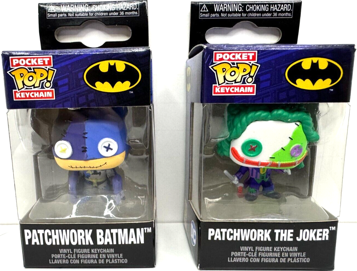 🔥🔥 NEW Patchwork Batman & The Joker Funko Pocket Pop keychain