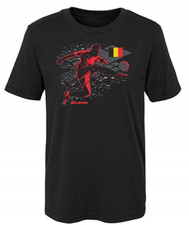 BELGIUM T-Shirt - Youth M (5-6) - Soccer Player Belgium Flag - Black - NWT