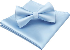 Bow Ties for Men Solid Color Pre-Tie Bow Tie and Pocket Square Set Classic Forma