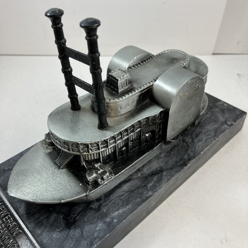 Boatmen’s Bank “Oklahoma Style”Metal Paddleboat On Marble 1993 9”WX3.5”DX4.75”H - Picture 12 of 12