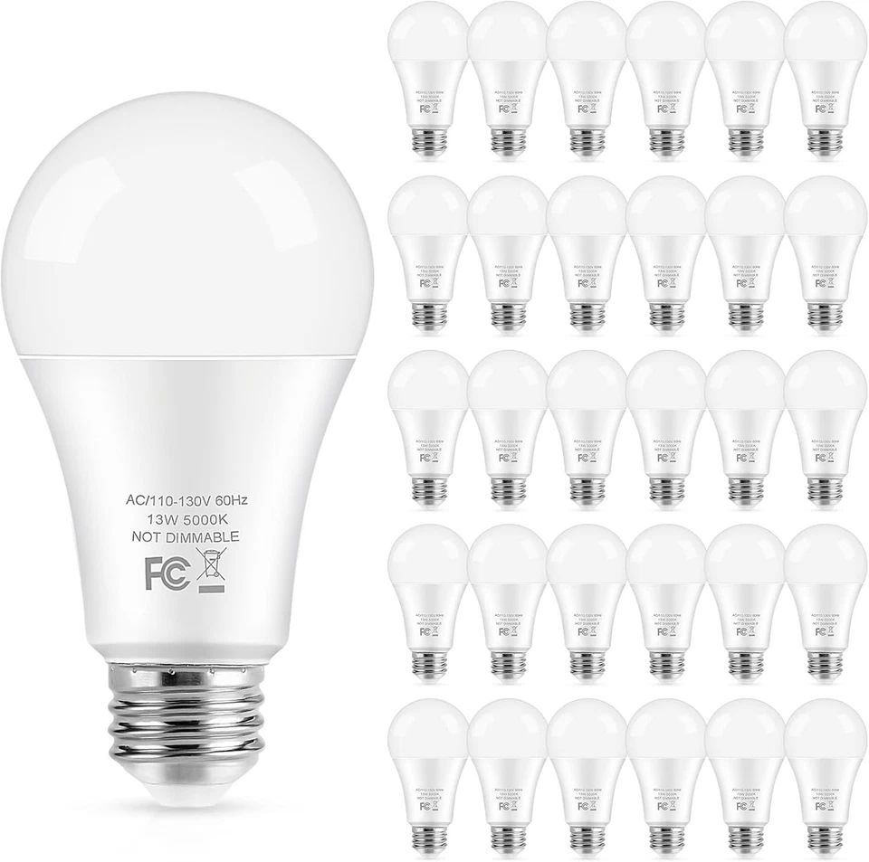 Energy Saving 13W LED Bulbs, Bright 1500 Lumens, 30-Pack - Image 3 of 4