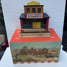 Vintage Hausser Elastolin Western Saloon Wood Building 1950s with Box