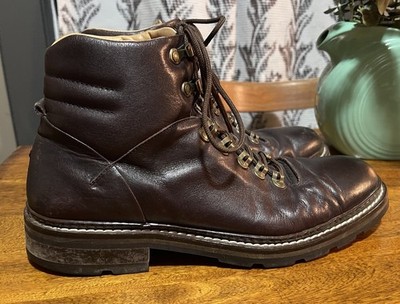 VTG St. Moritz Olimpiadi Granpasso Brown Leather Hiking Boots Mens 10.5