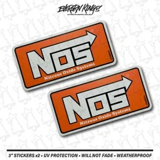 x2 NOS Stickers - 3 inch Nitrous Oxide Systems JDM Old School USA Vintage Racing