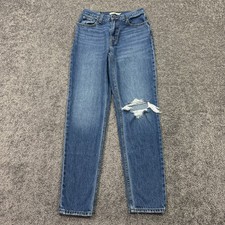Levis Jeans Womens 26 Blue 80s Mom Jean Medium Wash Denim Distressed Casual City