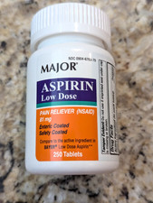 Major Aspirin Low Dose 81mg 250 tablets exp: 10/2026