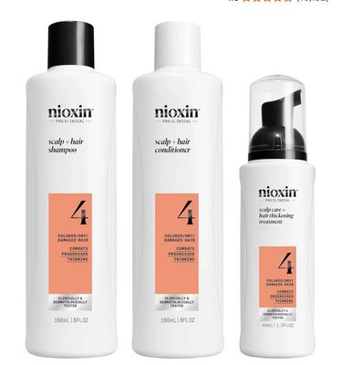 NIOXIN System 4 Kits (Cleanser, Scalp Therapy 10.1 oz & Treatment 3.38 oz Set)
