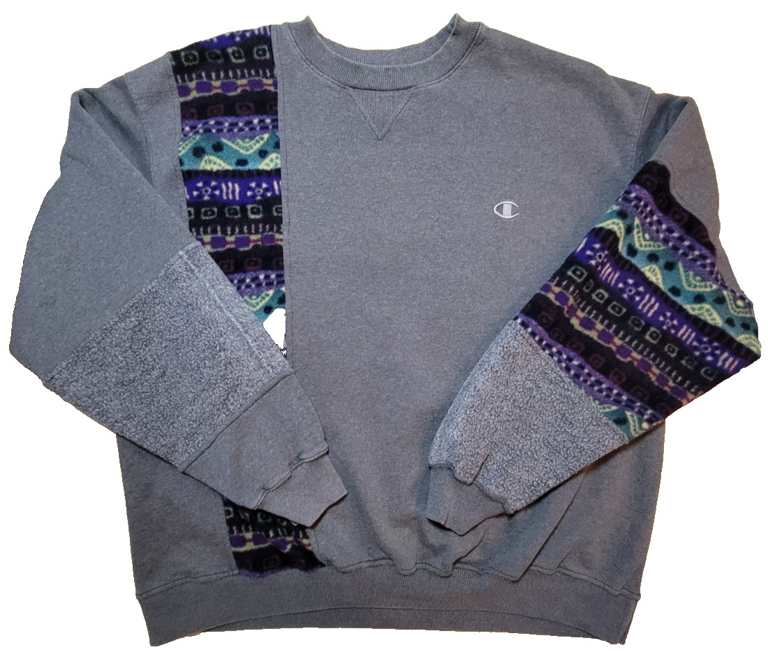 Champion Crew Neck Aztec Quilted Pattern Sweatshi… - image 1