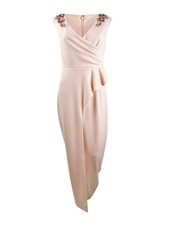 Adrianna Papell Women's Embellished Peplum Gown (6, Satin Blush) 652933192316