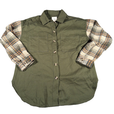 Thread Supply Womens Long Sleeve Button Down Shirt Jacket Small Oversized NEW