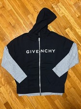 Givenchy Black Gray Hooded Zip-Up Jacket with the Logo / Men Oversized Medium.