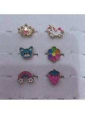 Multicolor 6pcs Adjustable Cartoon Rings Set For Daily Wear