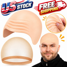 Lavwix 2 Pcs Bald Caps, Halloween Latex Cap with Head Wig Standard, Skin