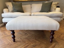 Large Footstool - Oatmeal Linen 
