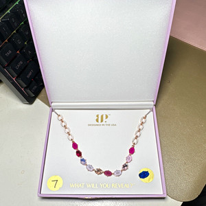 Authentic JP Rose Gold Plated Crystal Station Box Chain Necklace Adjustable 27" NK54947