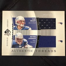 Rare 2003 UD SP Authentic Tom Brady Bethel Johnson Game-Used Dual Patch 193/345