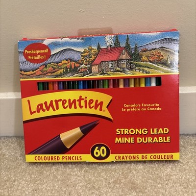 Laurentien Set of 60 Strong Lead Vibrant Coloured Pencil Crayons Presharpened
