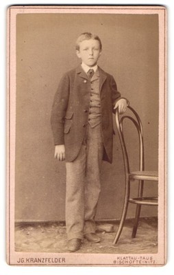 Fotografie Jg. Kranzfelder, Klattau-Taus, Knabe im Anzug CDV /Kabinett-Foto