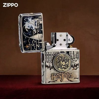 Zippo Harry Potter Hogwarts School Of Wizardry 3D Etching Silver Lighter  Japan