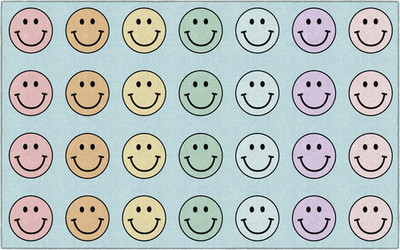 Flagship Carpets Pastel Rainbow Smileys Criss-Cross Applesauce Educational Area