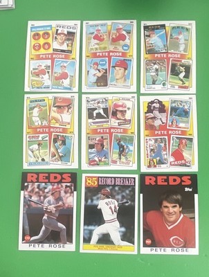 1986 Topps Pete Rose all 9 cards from the 86 Topps set  NM-MT.  Nice  READ 