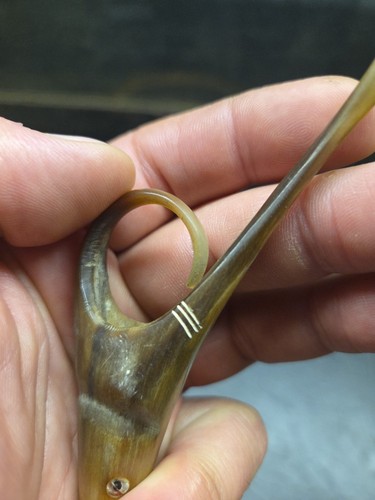 Vintage MCM geschnitztes Horn Fisch geformtes Zigarettenetui 4,25" Handarbeit - Bild 12 von 13