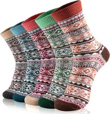 Wool Socks for Women - 5 Pairs Soft Cozy Knit Winter Warm Socks for Women Men