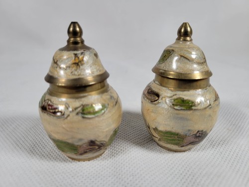 Cloisonne Ginger Jars & Lids 3 Pair Enamelled Brass Vintage 10.5-6.2cm High Rare - Picture 10 of 17