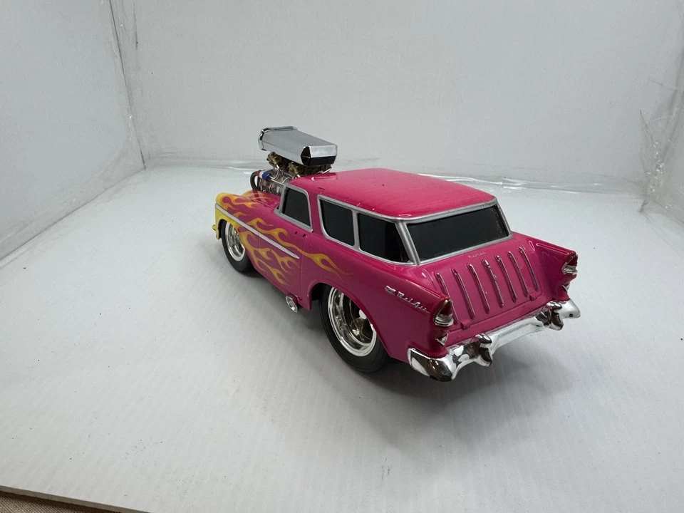 Funline 2002 Vintage Die-cast Hot Rod 1950 Bel Air With Yellow Flames Purple 11" - Image 4 of 4